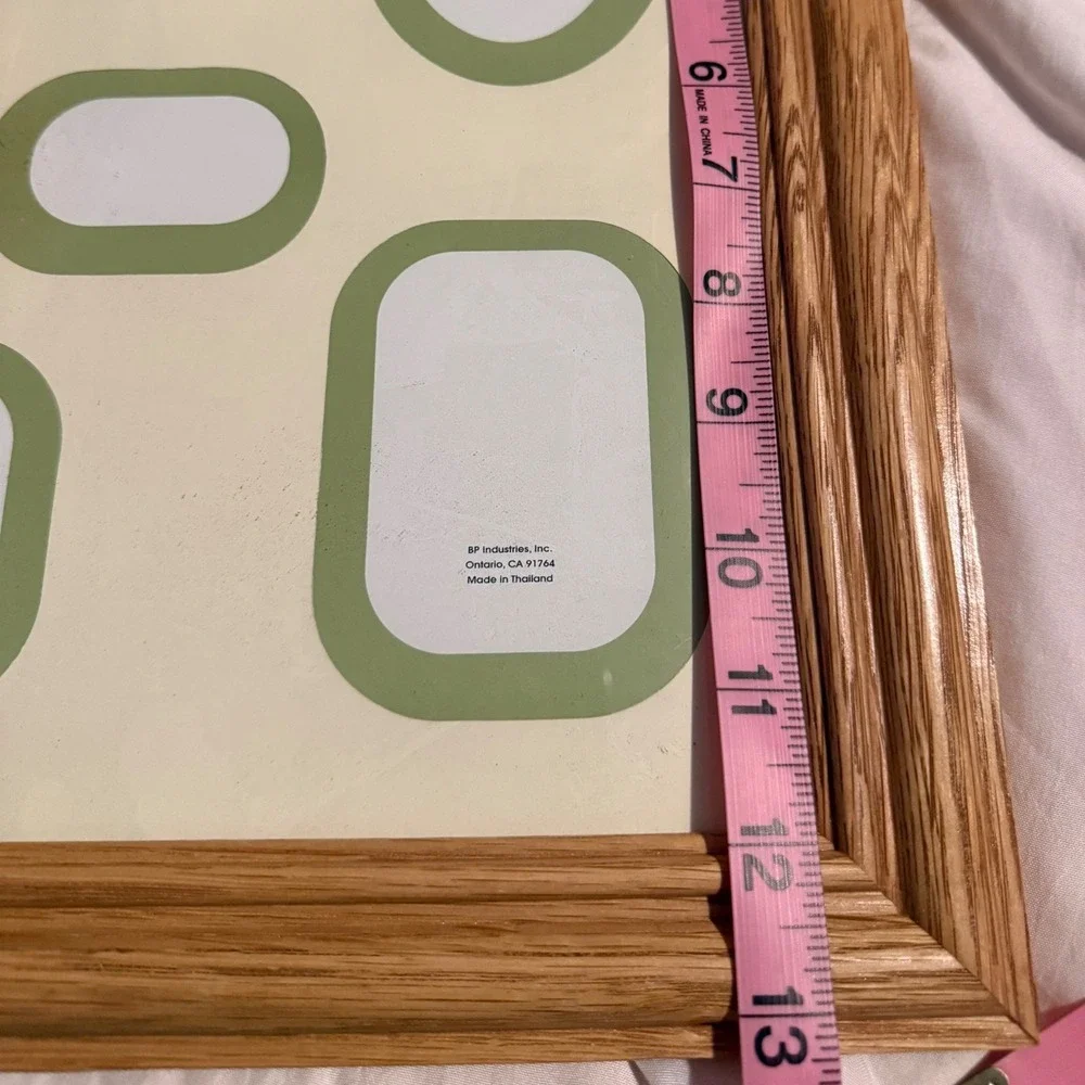 BP Industries Oak Wood 8 Opening Collage Picture Frame 11x14 Mat Green Cream